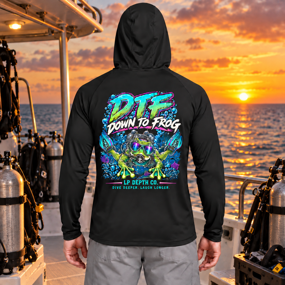 DTF — Down To Frog — Lightweight Sun Hoodie