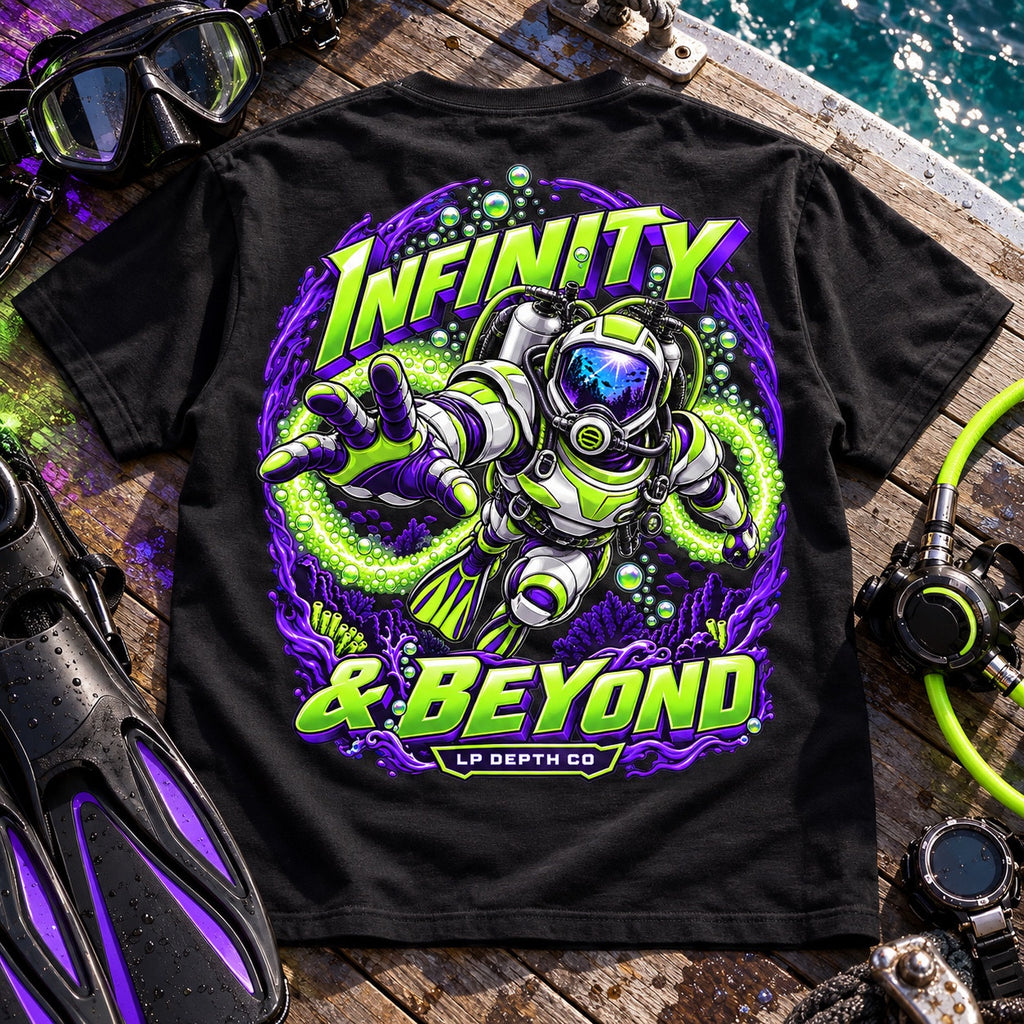infinity black tee flatlay