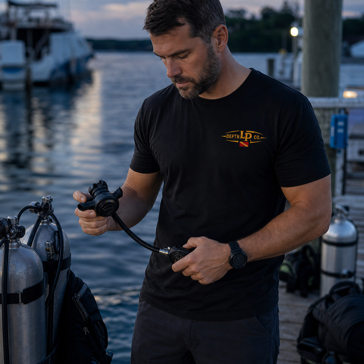 Lost on Purpose black tee — second lifestyle view