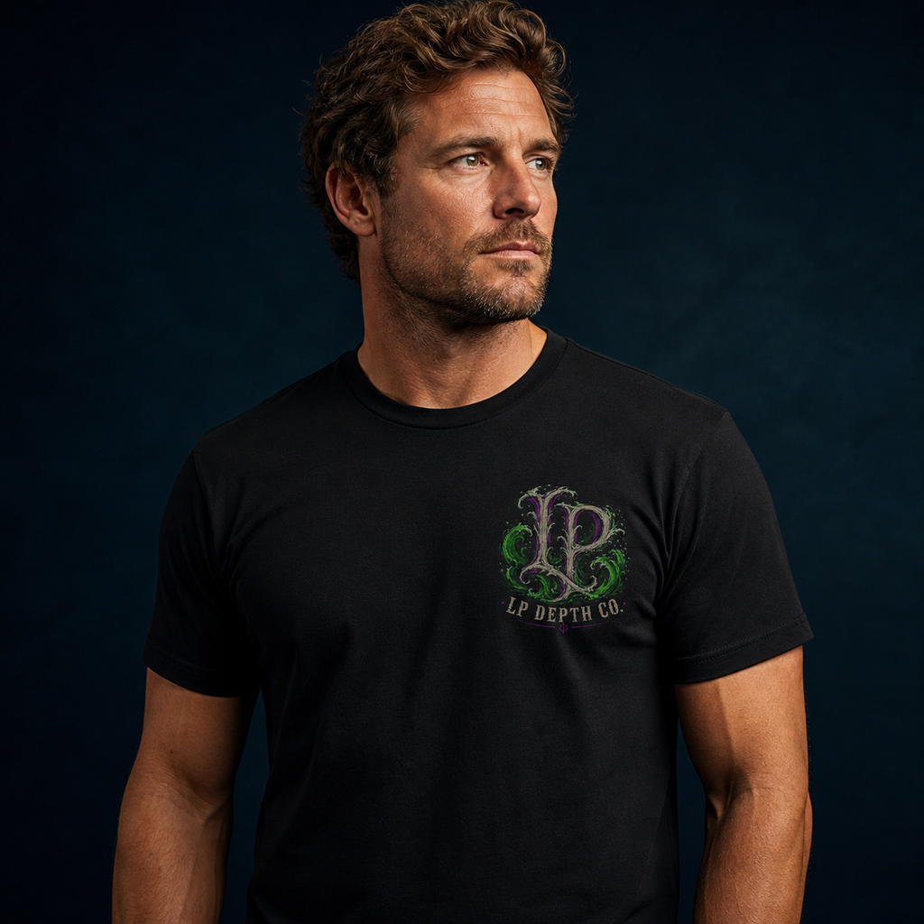 Release the Kraken black tee — front studio view