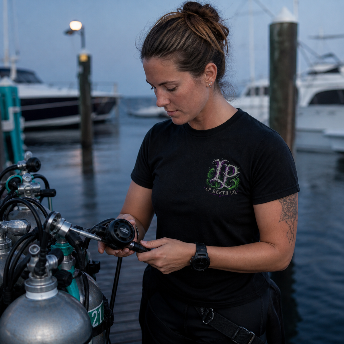 Release the Kraken black tee — second lifestyle view