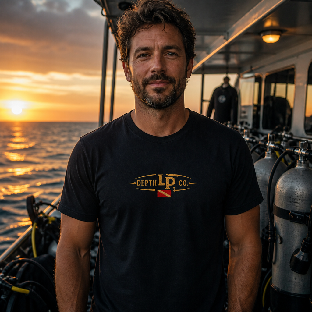 Remain Calm black tee — second lifestyle view