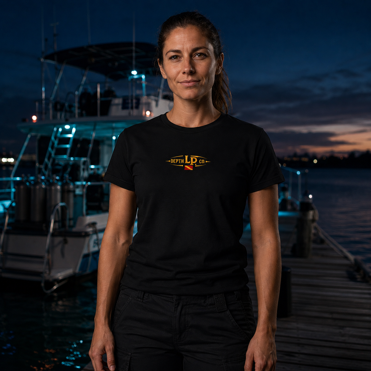 Warden black tee — second lifestyle view